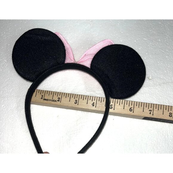 Childs Minnie Mouse Ears Headband With Pink Polka Dot Satin Bow Disney Party - Picture 3 of 3